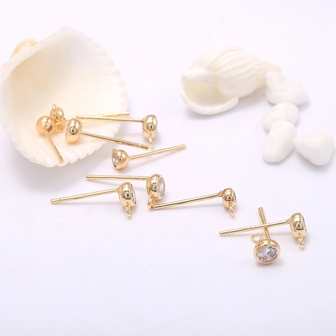 Apprêts pour Boucles d'Oreilles DIY en Laiton Style Coréen Avec Tige en Argent Sterling 925 Zirconia Incrusté Composants de Boucles d'Oreilles Clous pour Bijouterie