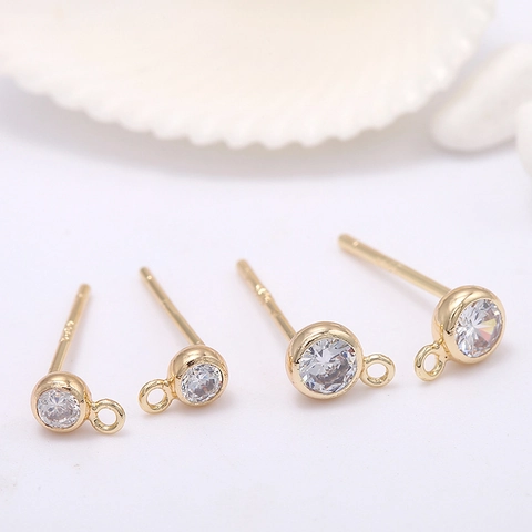 Apprêts pour Boucles d'Oreilles DIY en Laiton Style Coréen Avec Tige en Argent Sterling 925 Zirconia Incrusté Composants de Boucles d'Oreilles Clous pour Bijouterie