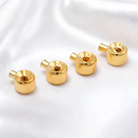 Perline Fermo Rotonde in Rame Placcato Oro 14K Fibbie di Posizionamento per Creazione Gioielli Fai da Te Bracciale Collana