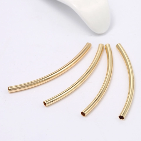 14k Gold Plated Brass Curved Tube Spacer Beads Minimalist Jewelry Findings For DIY Bracelet Necklace Making Craft Supplies