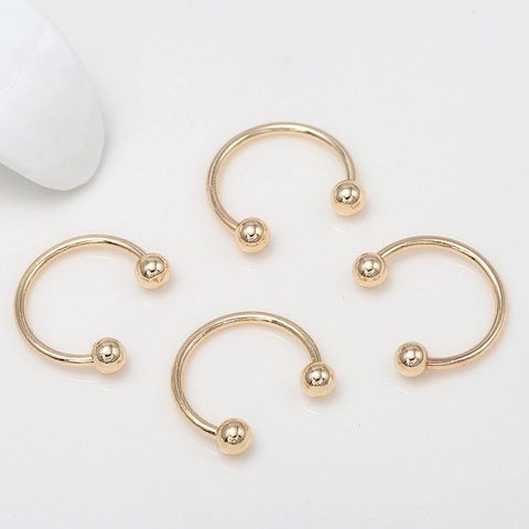 14k Gold Plated Copper Round Non-Pierced Ear Clip DIY Earring Findings Painless Circular Barbell Jewelry Making Accessories For Women