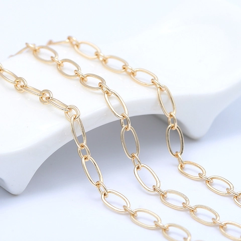 Catena a Graffetta in Ottone Placcato Oro 14K per Creazione Gioielli Fai-da-te Accessori per Collana da Donna Catena Grossa Minimalista