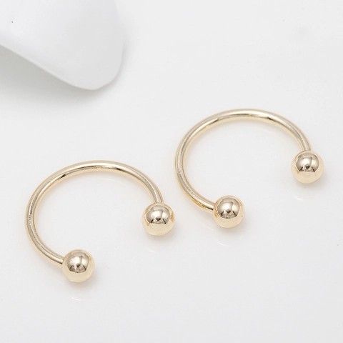 14k Gold Plated Copper Round Non-Pierced Ear Clip DIY Earring Findings Painless Circular Barbell Jewelry Making Accessories For Women