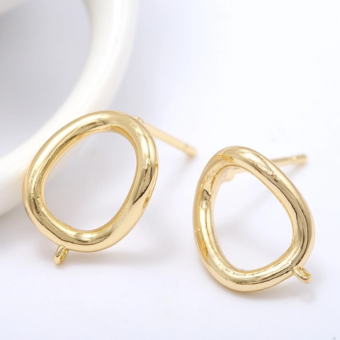 Accessoires de Boucles d'Oreilles Clous en Cuivre Ovales Irréguliers Avec Tige en Argent Sterling 925 pour Création de Bijoux DIY