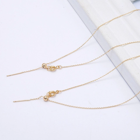 14K Gold Plated Brass Adjustable Necklace Bracelet DIY Slider Chain With Needle End For Jewelry Making Jewelry Findings