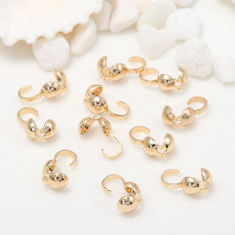 Pure Copper 14K Gold Plated Bead Tip Clam Shell Connector For DIY Jewelry Making Handmade Necklace Bracelet Jewelry Accessory