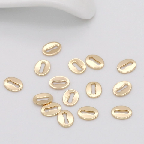 Messing Oval Kaffeebohnen Schmuckverbinder Mit 14k Gold Galvanisierung Für DIY Halskette Armband Herstellung Minimalistisches Metallteil