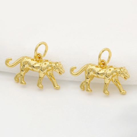14K Vergoldet Messing Leopard Panther Anhänger Für DIY Halskette Armband Schmuckherstellung Zubehör Tier Charm Accessoire