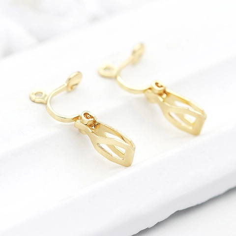Metal Gold Plated Earring Converters For Non-Pierced Ears DIY Jewelry Making Findings Clip-On Earring Components With Loop