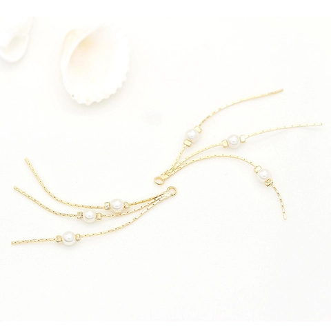 Ciondolo a Catena con Nappine di Künstliche Perle Sintetiche in Rame Placcato Oro 14K Accessorio per Gioielli Fai da Te Orecchini Collane