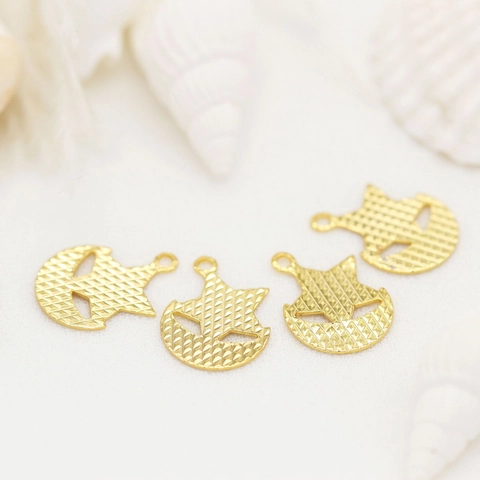 DIY Jewelry Making Accessories Moon Star Cat Mask Pendants 14K Gold Plated Copper Charms Findings For Earrings Necklace Supplies