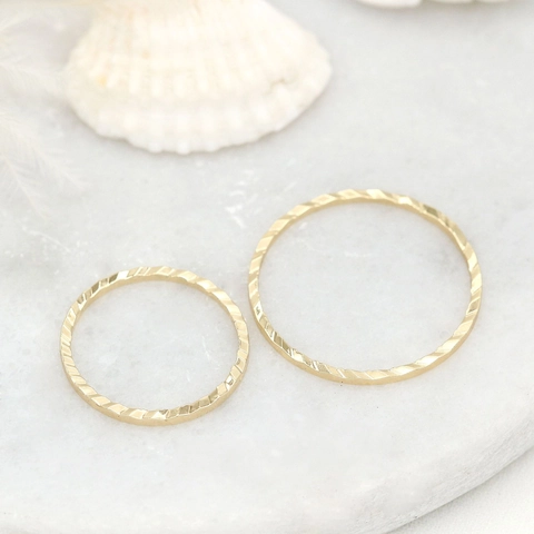 Copper Plated 14k Gold Circle Pendant Korean Geometric Textured Connectors For DIY Handcrafted Jewelry Making Pendants Accessories