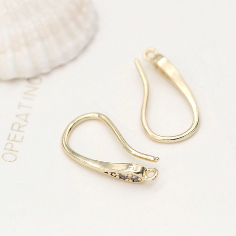 Vintage Messing 14K Vergulde Oorhaken Met Strass DIY Sieraden Onderdelen Traanvorm Oordraad Voor Sieraden Maken Accessoires