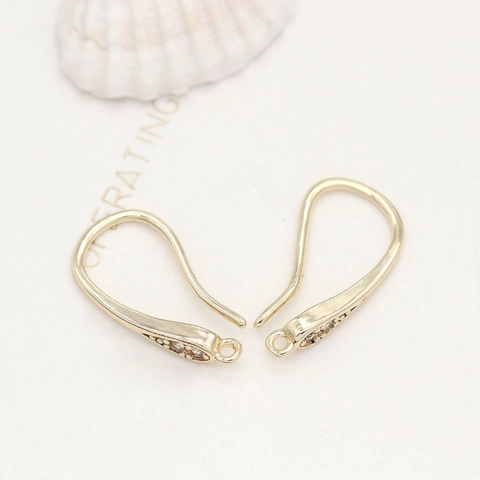 Vintage Messing 14K Vergulde Oorhaken Met Strass DIY Sieraden Onderdelen Traanvorm Oordraad Voor Sieraden Maken Accessoires