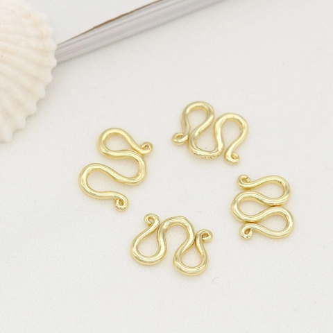 DIY Jewelry Findings Pure Copper 14K Gold Plated S-Hook Clasp Connector For Necklace Bracelet Handmade Jewelry Making Accessories