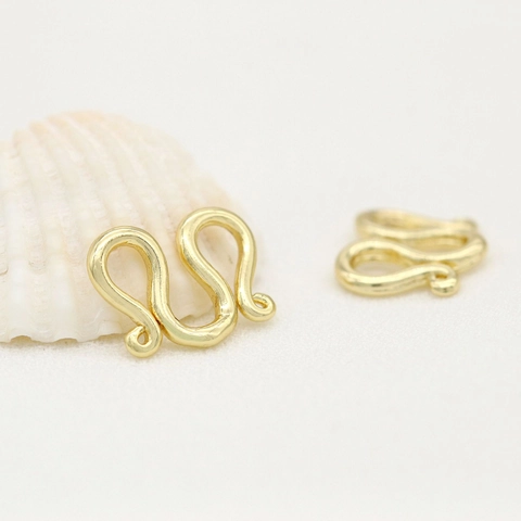DIY Jewelry Findings Pure Copper 14K Gold Plated S-Hook Clasp Connector For Necklace Bracelet Handmade Jewelry Making Accessories
