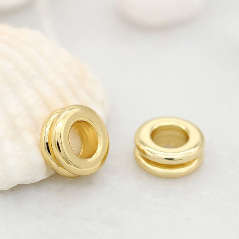 14K Gold Plated Pure Copper Spacer Beads Round Column Smooth Metal Beads For DIY Necklace Bracelet Jewelry Making Accessories