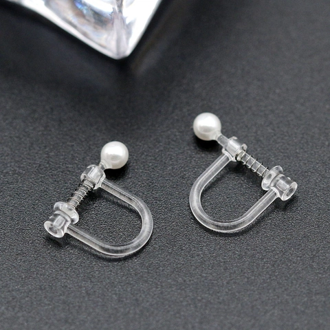 Convertitore per Orecchini a Clip Trasparente Invisibile per Orecchie Senza Buchi a Forma di U DIY Con Perla Artificiale Molla in Rame