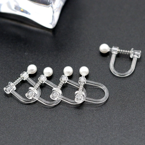 Convertitore per Orecchini a Clip Trasparente Invisibile per Orecchie Senza Buchi a Forma di U DIY Con Perla Artificiale Molla in Rame