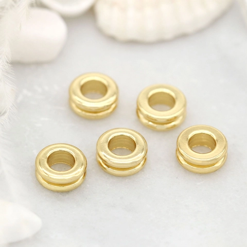 14K Gold Plated Pure Copper Spacer Beads Round Column Smooth Metal Beads For DIY Necklace Bracelet Jewelry Making Accessories