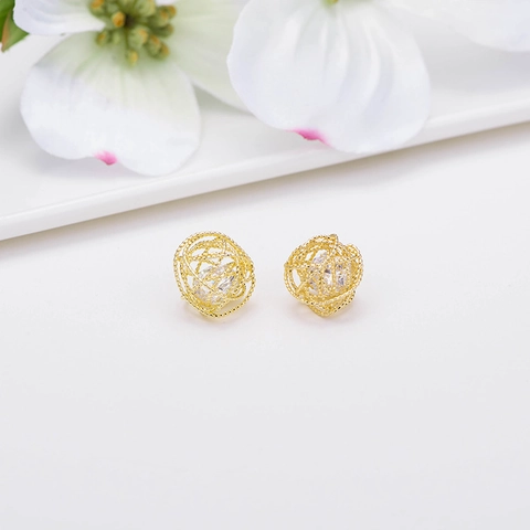 DIY Copper 14K Gold Plated Hollow Zircon Ball Pendant Earring Making Hand-woven Wire Jewelry Findings Component For Women Jewelry