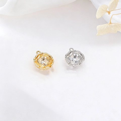Hollow Out Round Ball Pendant Only Without Chain With Zirconia Copper Gold Silver Plated DIY Jewelry Accessory Pendant