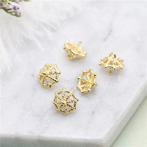 Korean Style DIY Umbrella Pendant Copper Gold Plated Rhinestone Micro Pave Charm For Jewelry Making Earrings Necklace Accessory