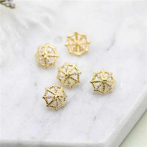 Korean Style DIY Umbrella Pendant Copper Gold Plated Rhinestone Micro Pave Charm For Jewelry Making Earrings Necklace Accessory