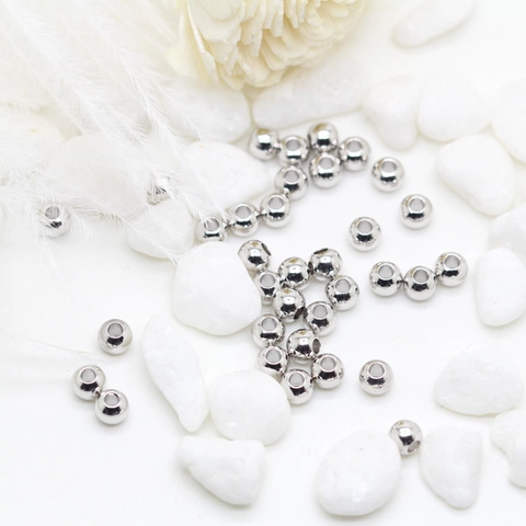 Polished Round Copper Spacer Beads Gold Silver Rose Gold Plated Loose Beads For DIY Bracelet Necklace Jewelry Making Handmade