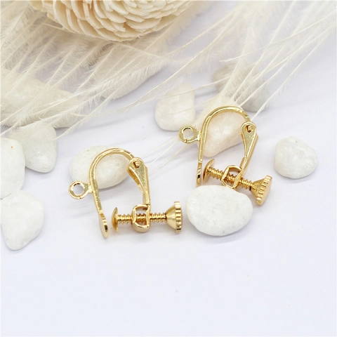 DIY Screw Earring Converter Clip-on For Non Pierced Ears Gold Plated Brass Findings Jewelry Making Component Accessory