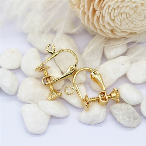 DIY Screw Earring Converter Clip-on For Non Pierced Ears Gold Plated Brass Findings Jewelry Making Component Accessory