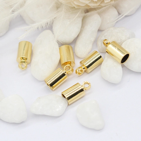 24K Gold Plated Brass Cylindrical Cord End Caps For Jewelry Making DIY Necklace Bracelet Tassel Cap Connection Finding