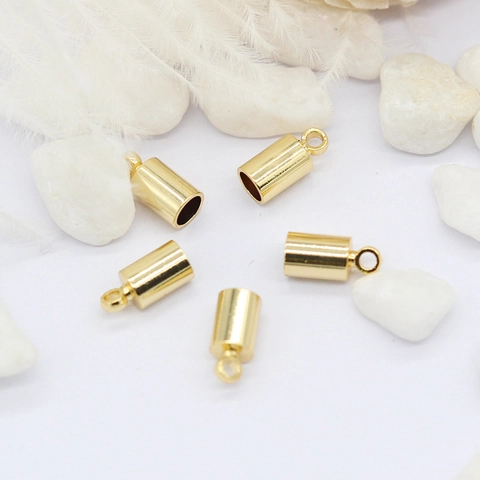 24K Gold Plated Brass Cylindrical Cord End Caps For Jewelry Making DIY Necklace Bracelet Tassel Cap Connection Finding