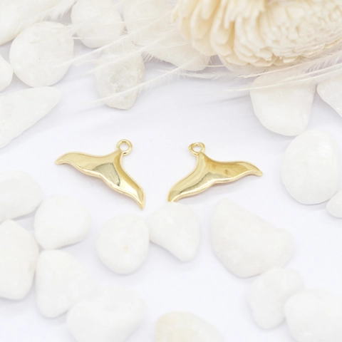 DIY Sieraden Accessoire Koper Walvisstaart Hanger Met 14K Vergulding Visstaart Charms Voor Ketting Oorbellen Sieraden Maken