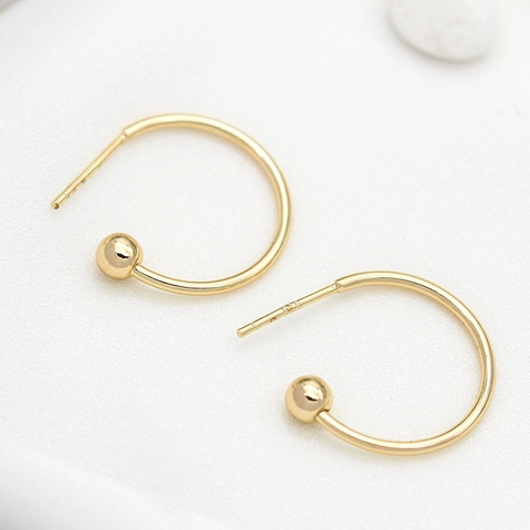Accesorios para Pendientes DIY Cobre Chapado en Oro 14K Pendientes de Aro en C Con Poste de Plata de Ley 925 Ganchos para Pendientes