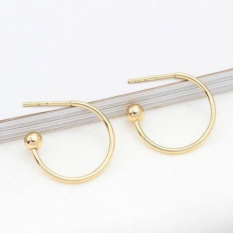 Accesorios para Pendientes DIY Cobre Chapado en Oro 14K Pendientes de Aro en C Con Poste de Plata de Ley 925 Ganchos para Pendientes