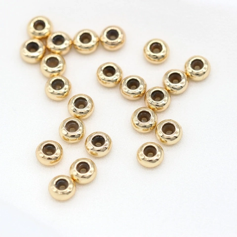 14K Gold Plated Pure Copper Beads For DIY Jewelry Making Round Spacer Beads For Necklaces Bracelets Positioning Beads Components
