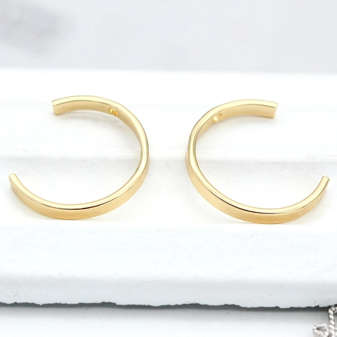 DIY Fournitures Bijouterie Laiton Plaqué Or Véritable Pendentif Anneau Ouvert Demi Cercle Pour Création Boucles d'Oreilles