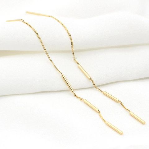 Minimalist Long Ear Wire Threader Brass DIY Earring Components 14K Gold Plated Jewelry Making Findings For Women Handmade