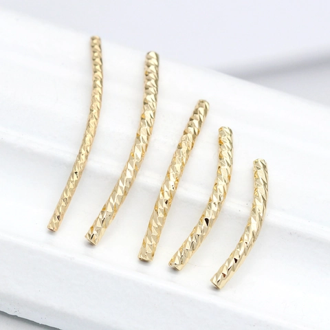 Textured Brass Curved Tube Beads 14K Gold Plated Spacer Beads For DIY Handmade Necklace Bracelet Jewelry Making Components