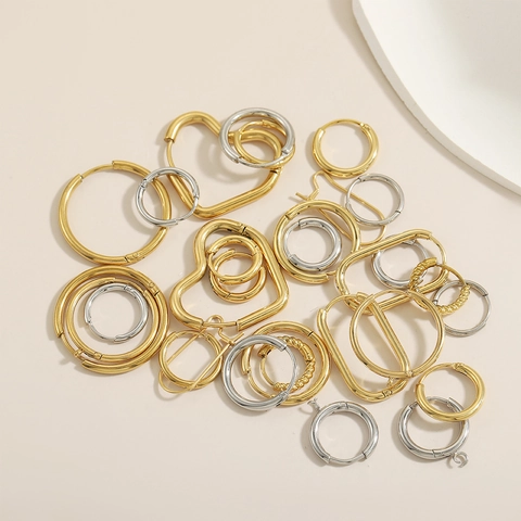 Orecchini a Cerchio in Acciaio Inossidabile Minimalisti Cuore Geometrico Intrecciato Oro Argento Gioielli Donna Regalo