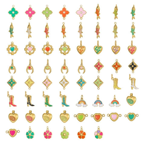 Stainless Steel DIY Jewelry Making Pendants Enamel Oil Drip Vintage Cowboy Boots Heart Rainbow Fish Charms For Necklace Bracelet