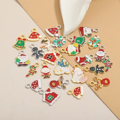 Ανοξείδωτο Ατσάλι Χριστούγεννα DIY Charms Καρτούν Σμάλτο Άγιος Βασίλης Τάρανδος Δέντρο Κρανίο Φάντασμα Μενταγιόν Για Κοσμήματα