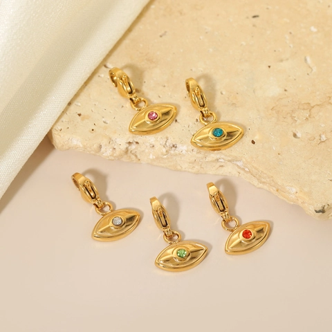Colgantes Vintage de Acero Inoxidable Ojo Turco Corazón Sol Chapado en Oro Charms Circonita Para DIY Joyería Charms