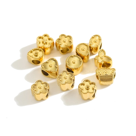 Titanium Steel Gold Plated DIY Jewelry Accessories Beads Pendants Flower Heart Crown Butterfly Shapes For Jewelry Making