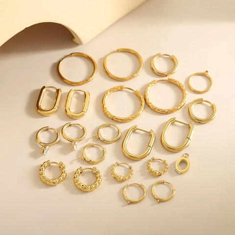 DIY Edelstahl Geometrische Ohrreifen Basis Anhänger Für Schmuckherstellung Vergoldet Strass Perlen DIY Zubehör