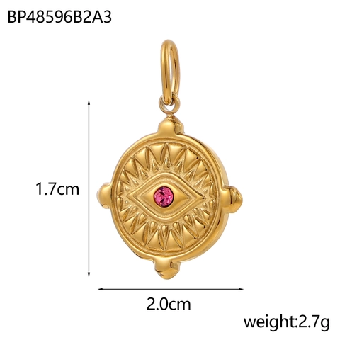 Vintage Irregulär Böser Blick Runder Anhänger Edelstahl Strass Sonnenstrahlen Charm DIY Schmuckherstellung Zubehör Damen