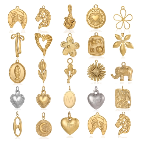 Accessori per Ciondoli Fai da Te in Acciaio Inossidabile Fiocco Geometrico Elefante Testa di Cavallo Cuore per Collana Orecchino Creazione Gioielli Artigianali