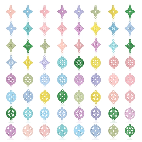Stainless Steel Drip Oil Clover Four-Pointed Star Pendant Macaron Color Hollow DIY Jewelry Making Charms Accessory For Necklace
