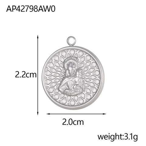 Pendentif Vierge Marie Madone Jésus en Acier Inoxydable Vintage pour Fabrication de Bijoux Religieux DIY Accessoire